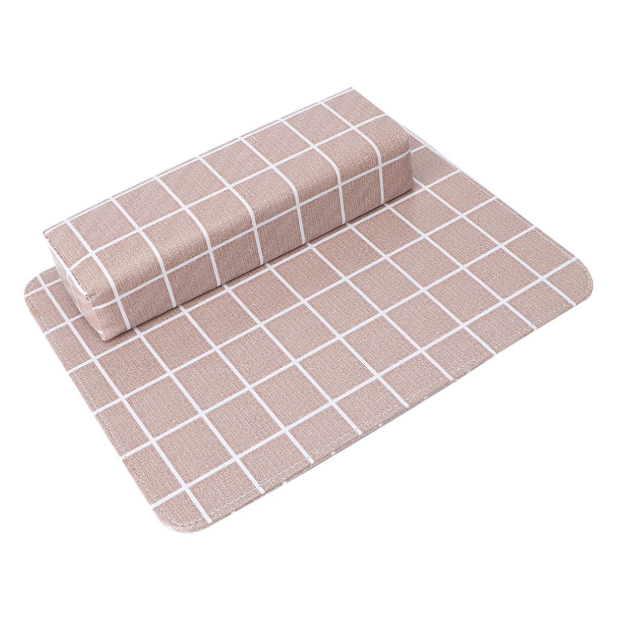 VICASKY European Style Nail Art Hand Pillow Set with Convenient Cushion for Manicure Coral Yellow Mat Accessories for Salon and Home Use