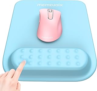 memzuoix Blue Ergonomic Mouse Pad with Wrist Rest Support,Premium Memory Foam Cushioning for Pain Relief, Non-Slip PU Base for Stable Smooth Control - Perfect for Laptop, Computer, and Home Office