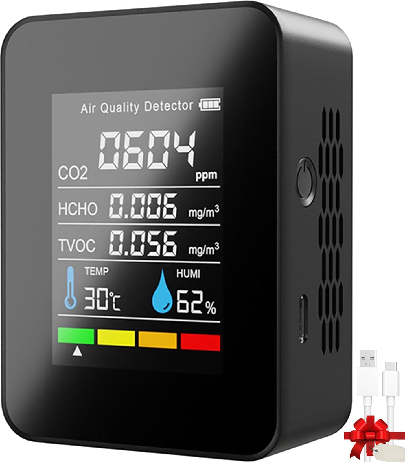 Detecteur de Fumée Connecté Moniteur Qualité Détecteur CO2 5 en 1, focombance Détecteur de CO2 Alarme Incendie Co2 Detecteur Gaz Alarme Connecté
