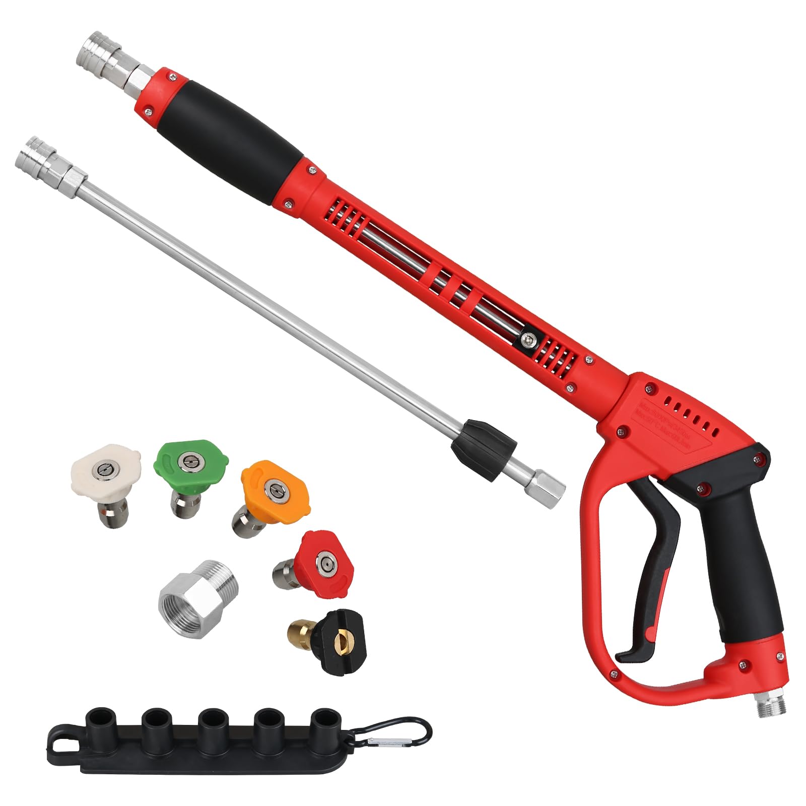 CHAVOR Pressure Washer Gun with Extension Replacement Wand, Power Washer Gun, M22 Fitting, 5 Nozzle Tips, 5000 PSI, 37 Inch