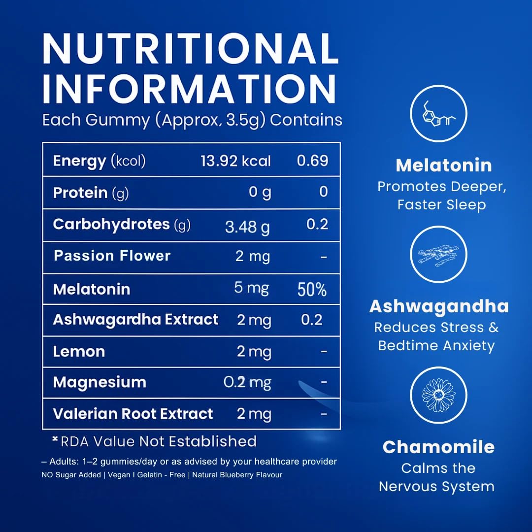 Melatonin 5 mg Sleep Gummies | Muscle Recovery & Nerve Relaxation | Helps You Sleep Soundly | Wake Up Fresh & Energetic | 30 Gummies — Amazon image 10