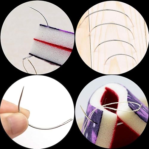 Miniatura 7 de BUTUZE - 80 agujas curvadas de plástico con agujas de gancho de 4 tamaños para costura, costura, bordado, tejido de cabello