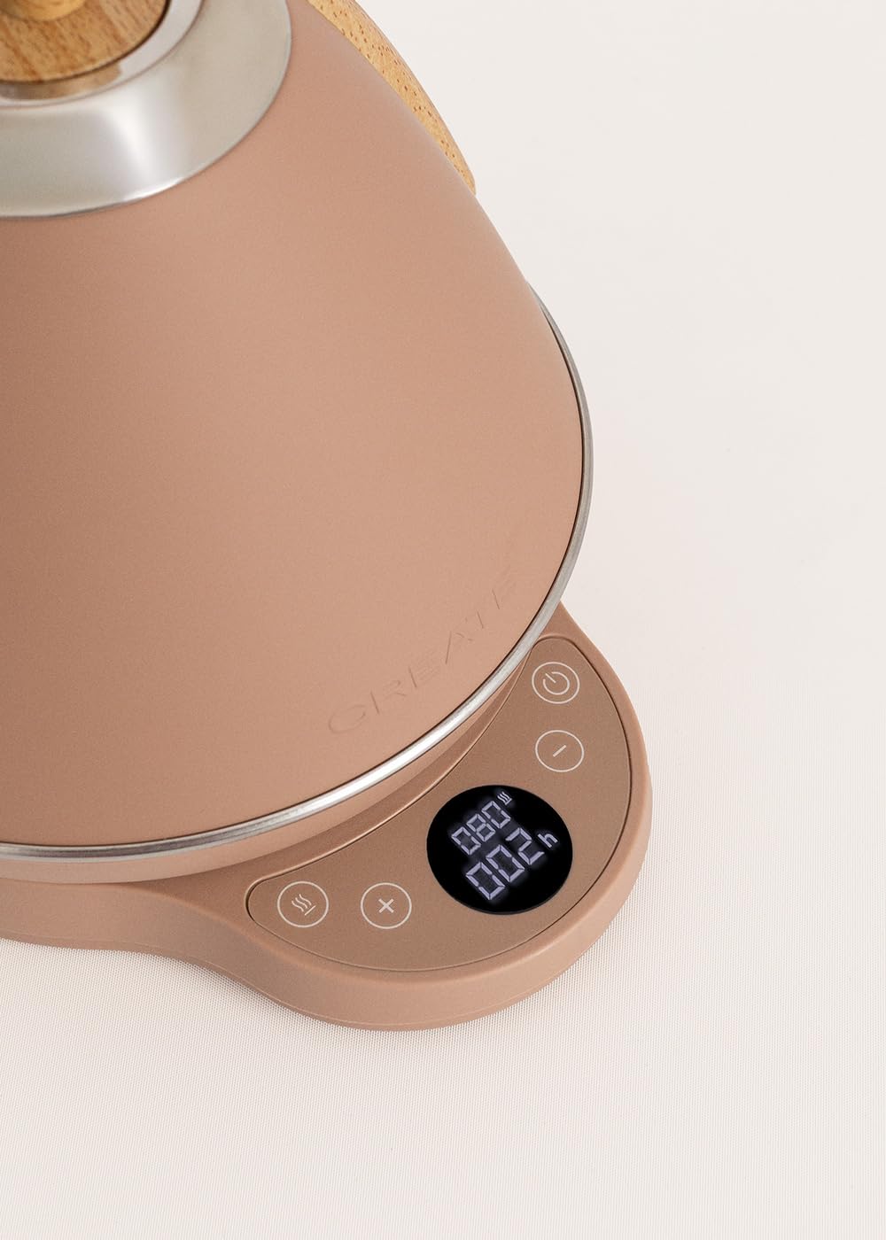 CREATE/KETTLE RETRO PRO/Bouilloire électrique 1 L avec contrôle de température moka/Système d’arrêt automatique, ébullition rapide, base antidérapante, panneau transparent, 1200W