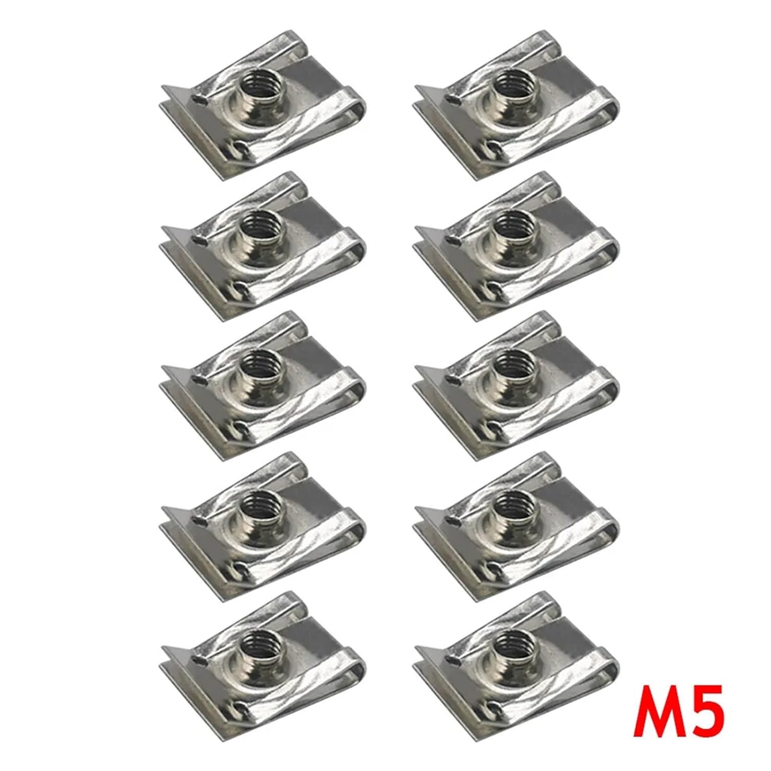 U Clips 200pcs Stainless Steel U Type Clips with Thread M6 M5 M4 M8 Reed Nuts for Car Motorcycle Scooter(M5)