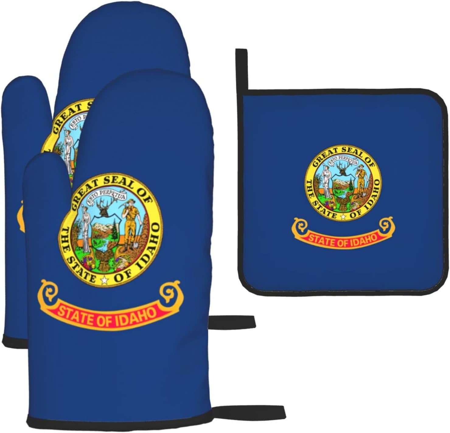 Idaho State Flag Print Heat Resistant Microwave Gloves, Used for Baking, Cooking, and Fashion Kitchen Essentials