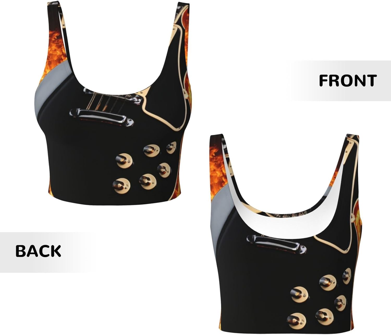 Electric Guitar Print High Impact Sports Bras,Longline Sports Bra,Perfect for Yoga,Running and Gym Workouts