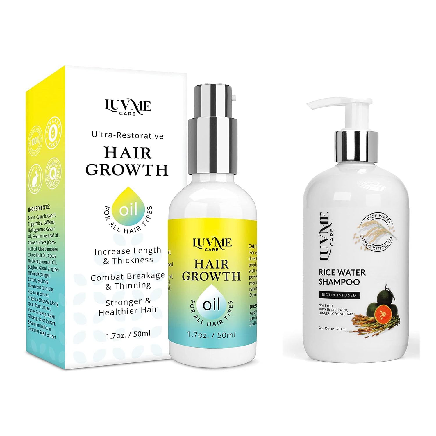 Luv Me Care Rice Water Shampoo and Hair Growth Serum