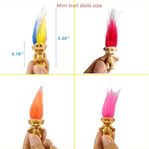 Miniatura 8 de Mini Muñecos Troll, Mini Figuras de Acción de Muñecos Troll Vintage de PVC, Toppers para Pasteles, Cromáticos, Adorables Pequeñitos Lindos de