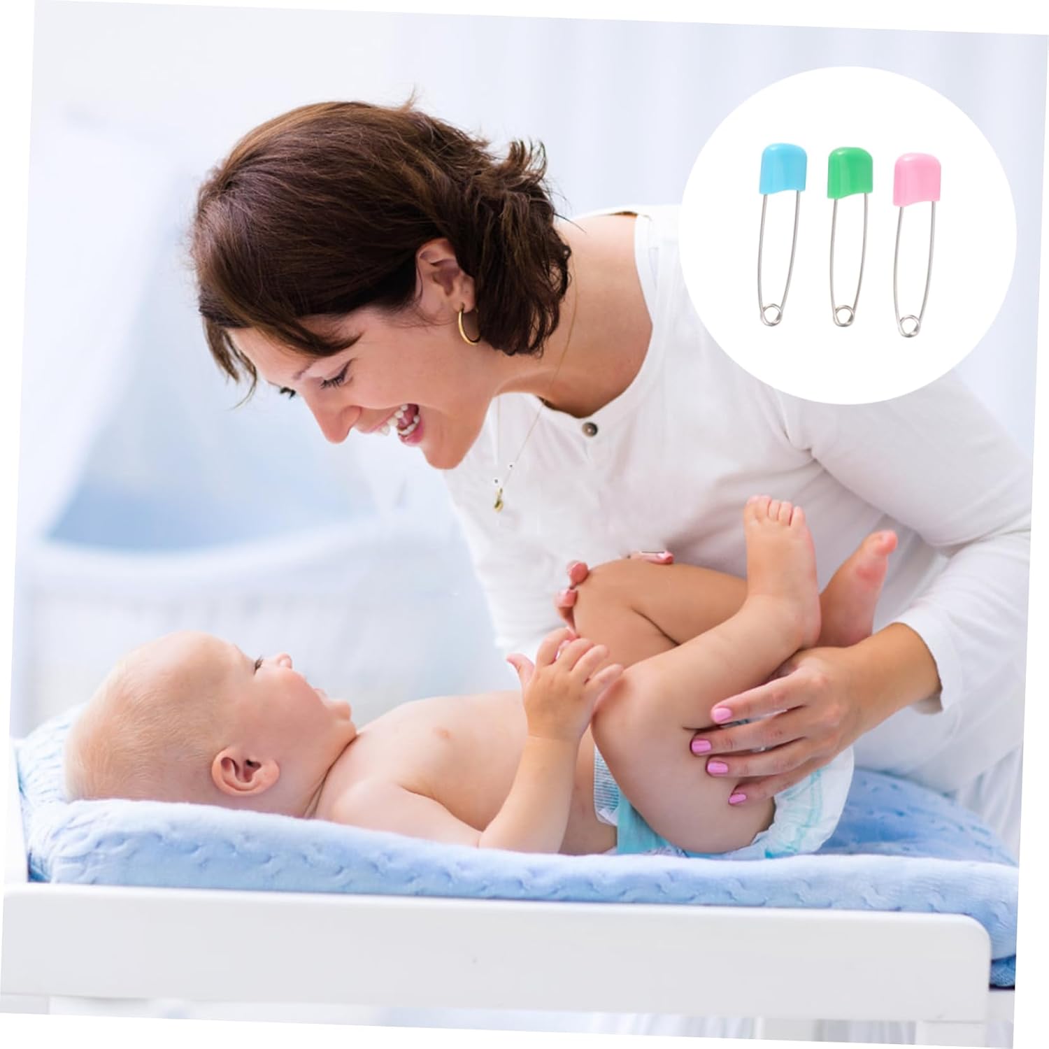 12pcs Diaper Safety Pins Stainless Steel Traditional Safety Pins for Cloth Diapers Random Color