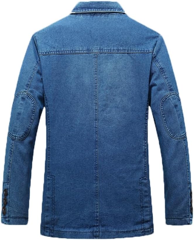 XYGJZ Men's Vintage Denim Blazers Three Buttons Single Breasted Sports Coat