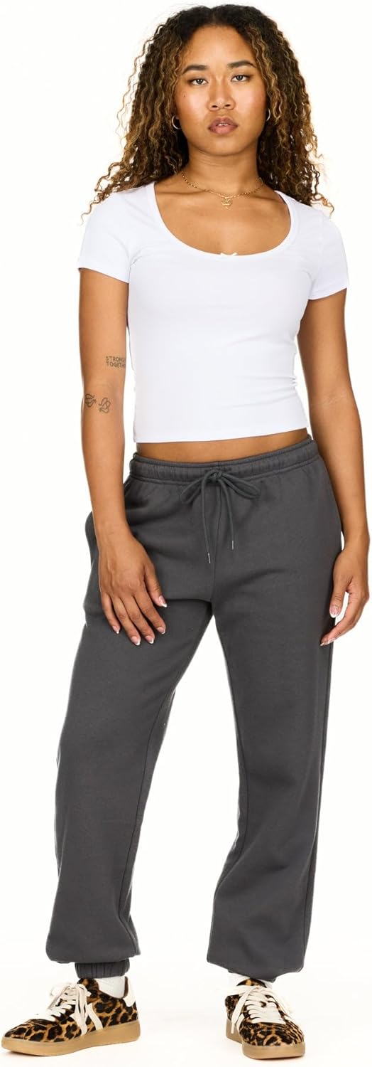 Forever 21 Women's Fleece Joggers - Patch-Detail Sweatpants with Elastic Waistband - Image 4