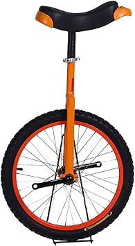 QWEASDF Unicycle, 20" Inch Chrome Wheel Unicycle Leakproof Butyl Tire Wheel Cycling Outdoor Sports Fitness Exercise,Orange