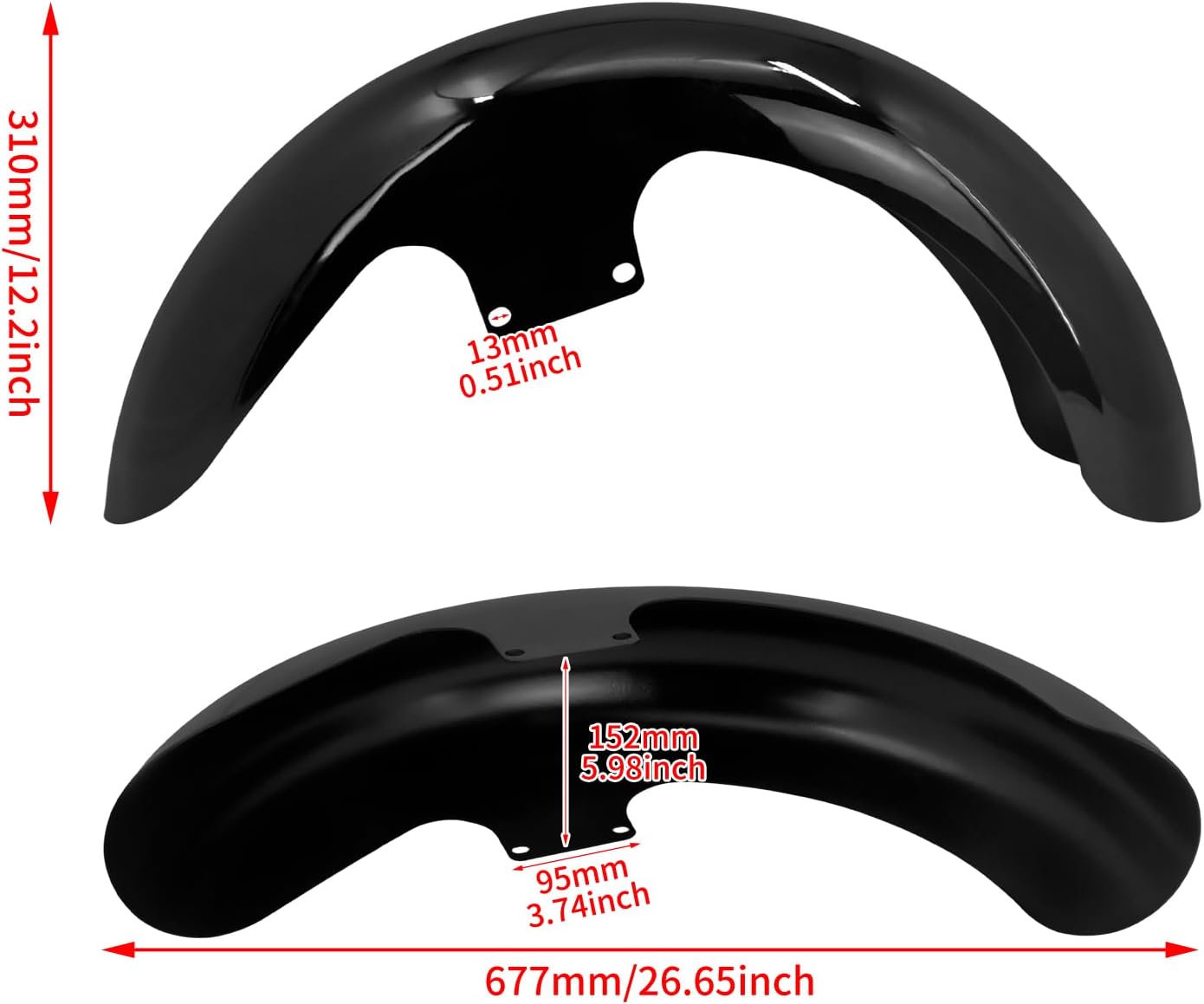 HDBUBALUS Motorcycle Front Fender Mudguard Fit for Harley Touring Electra Road Street Glide Road King Special 2024-up (Gloss Black-19 inch)