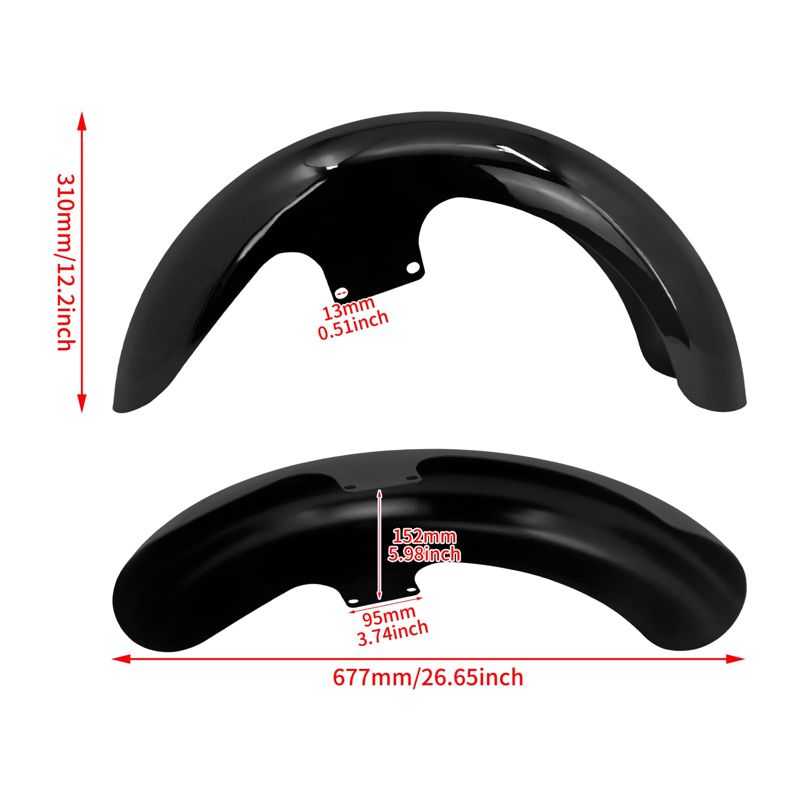 Guardabarros delantero de motocicleta para Harley Touring Electra Road Street Glide Road King Special 2024 en adelante (negro brillante, 19 pulgadas)