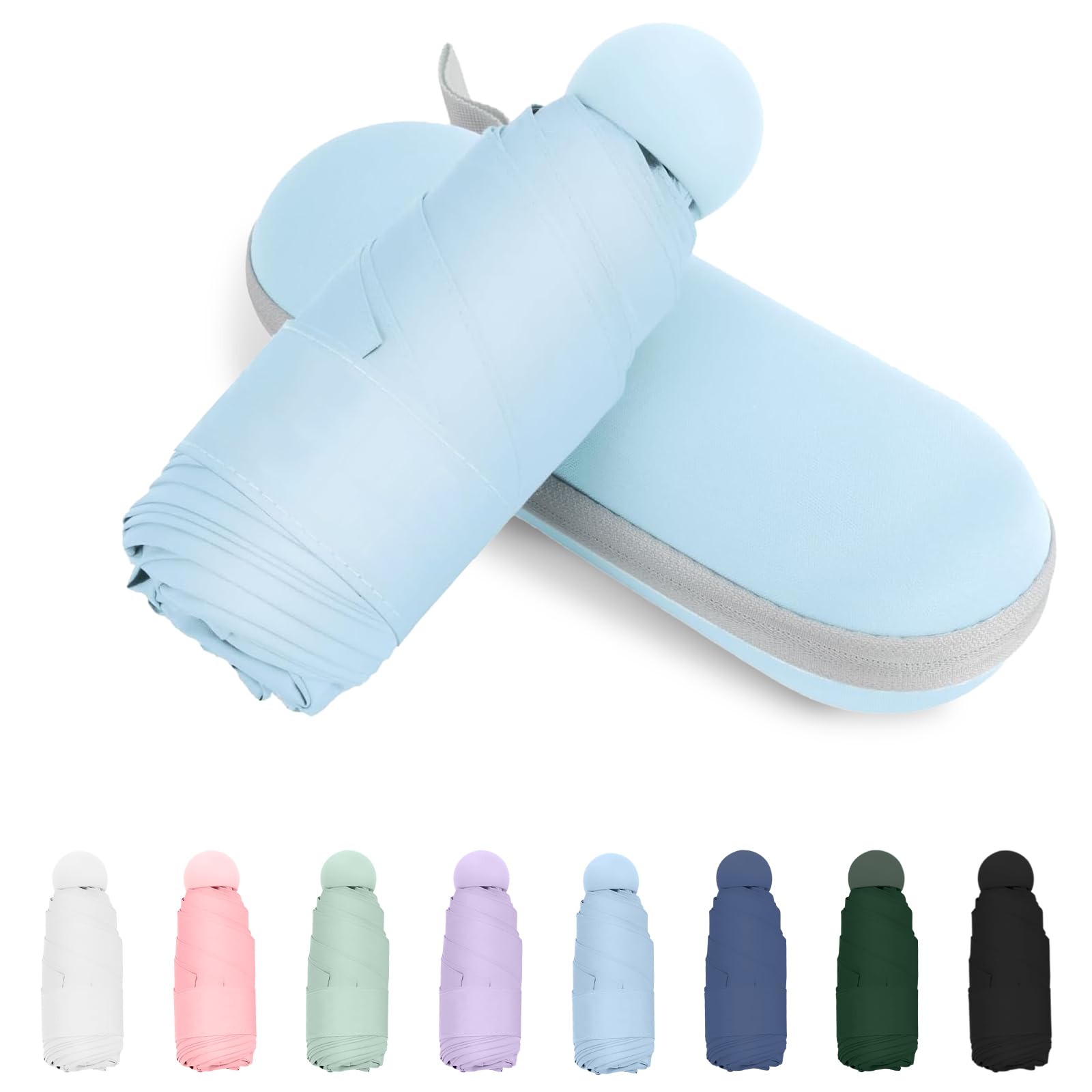 Trenovo Mini Folding Umbrella, Small Pocket Compact Umbrella for Purse Wallet, UV Sun Rain Travel Umbrellas for Backpack, Portable Folding Umbrellas