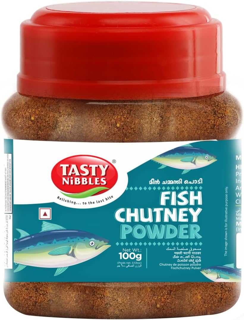 TASTY NIBBLES Ready to Eat Fish Chutney Powder 100g | Kerala Style Dried Fish Powder| Meen Chammanthi Podi |Non-Vegetarian | No Added Preservatives [Pack of 1]