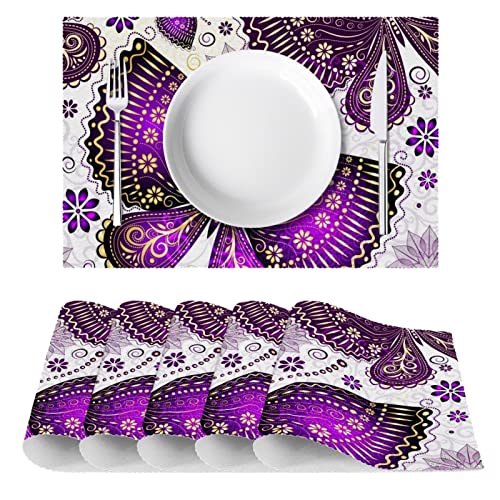 Set de table protège table de salle à manger mandala floral papillon