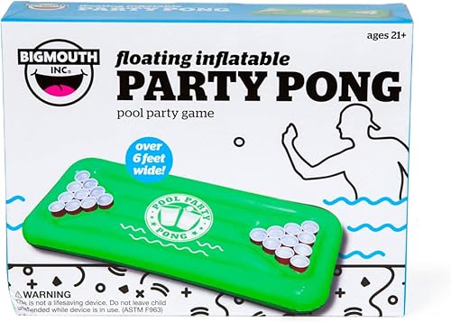 Miniatura 8 de BigMouth Inc Juego de pong inflable para fiesta en la piscina mesa inflable de pong de cerveza, se limpia y se desinfla para un almacenamiento