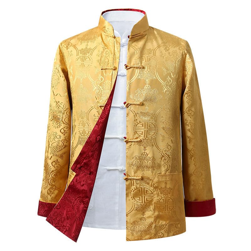 Tang Suit Men Hanfu Chinese Traditional Clothes Long Sleeve Top, Reversible Kung Fu Tops,Tang Suit Jacket Men Silk2