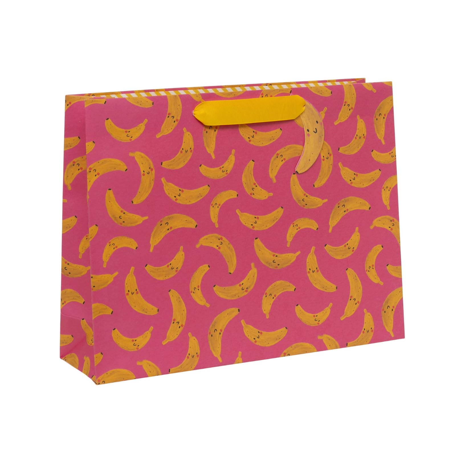 Glick Large Landscape Gift Bag, Go Bananas, Luxury Recyclable Bag for Birthdays & Celebrations, 275 x 355 x 100 mm, Pink & Yellow