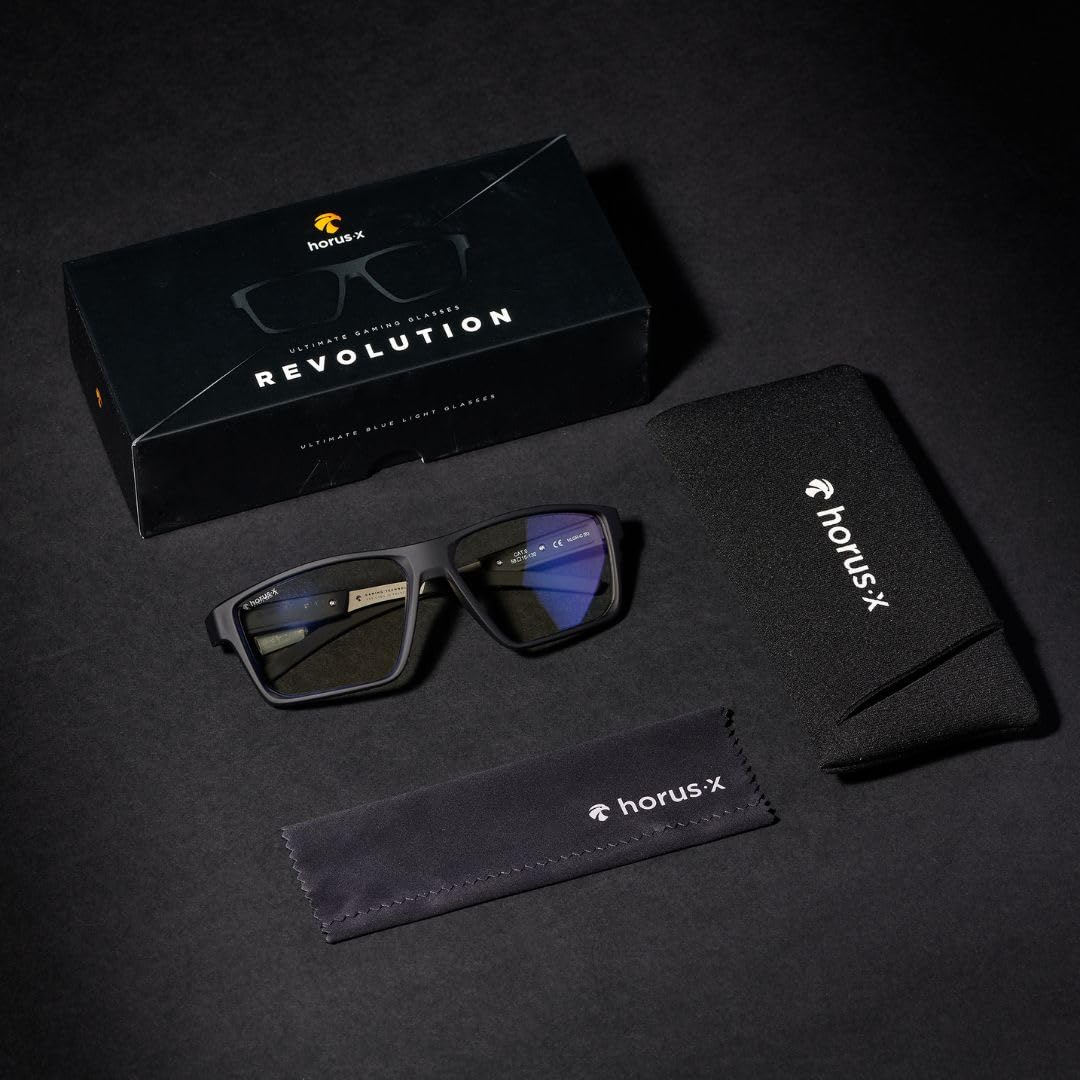 Horus X • Occhiali Luce Blu Uomo Donna | Occhiali Gaming Anti Luce Blu | Protezione Ottimale Anti-Fatica | Revo Clear