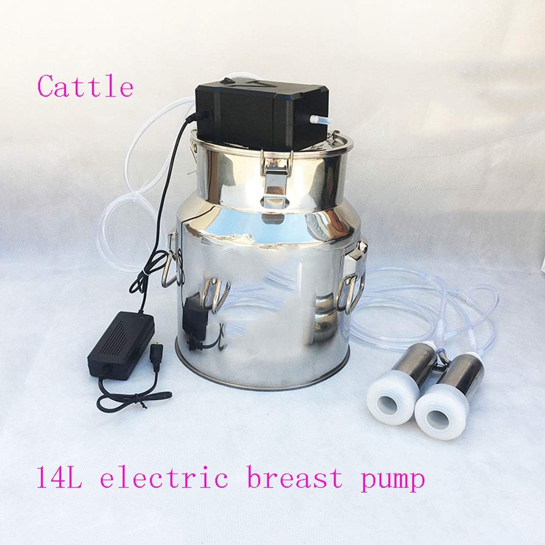 Electric Goat Milking Machine Cattle And Sheep Electric Breast Pump Milk Bucket Tank Container Barrel Set Kit 14l Stainless Steel
