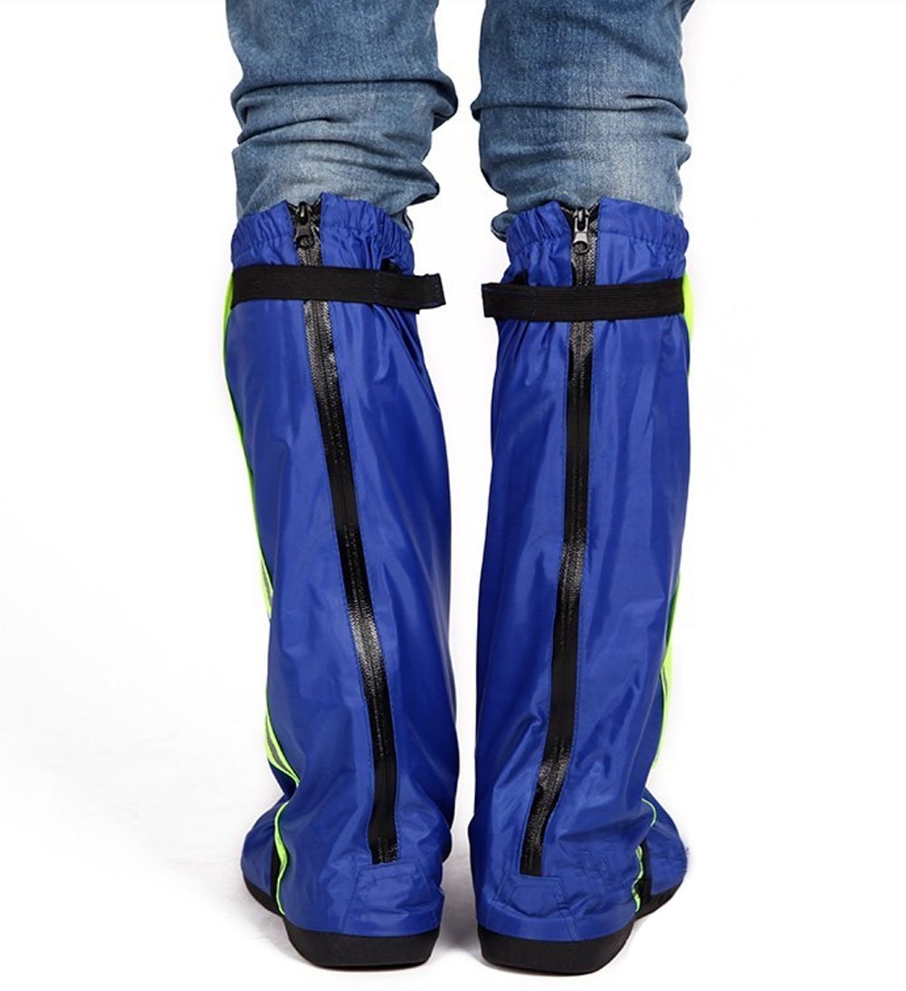 Unisex Tall Canister Rain Proof Shoes Cover Motorcycle Riding Rian Shoes Rain Boots (Blue, XXXL)