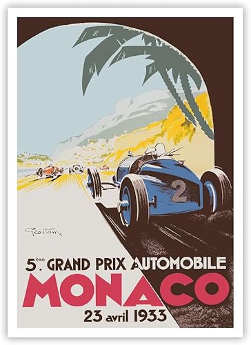 Miniatura 6 de Juego de 6 pósteres de carreras de autos vintage, sin marco, arte de pared clásico de carreras de automóviles por Géo Ham, Turner, Beligond,