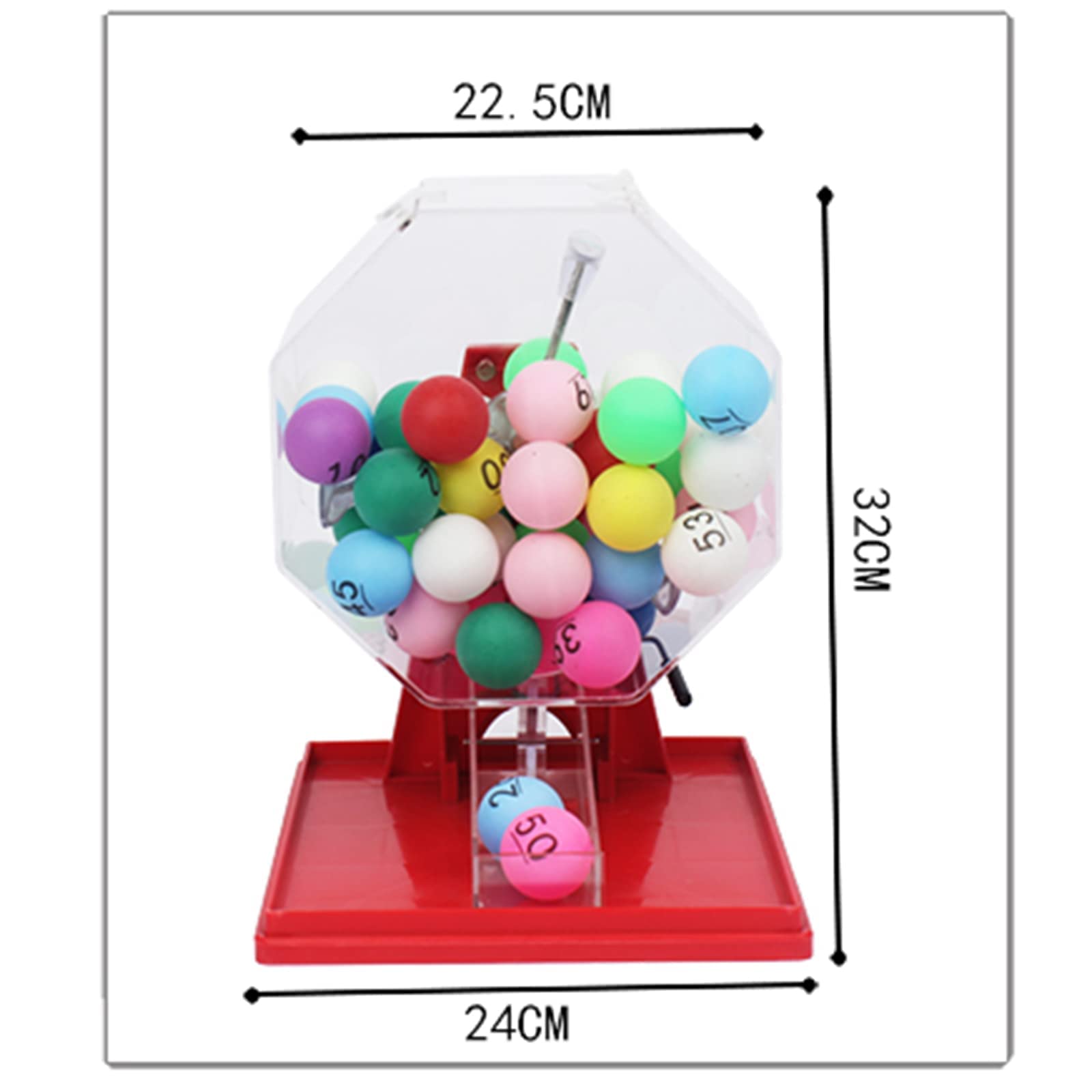 Profesjonalny zestaw gier bingo, selektor numeru piłki, ręczna loteria z akrylową klatką bingo, 1,6-calowy ping pong w stylu Bingo Balls-50 PC, dla dużych grup, imprez