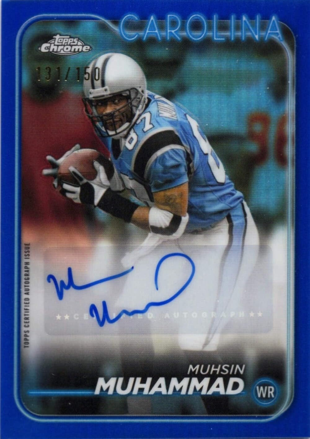2024 Topps Chrome Mushin Muhammad #BAMMU Chrome Auto Blue /150 Carolina Panthers Football Card