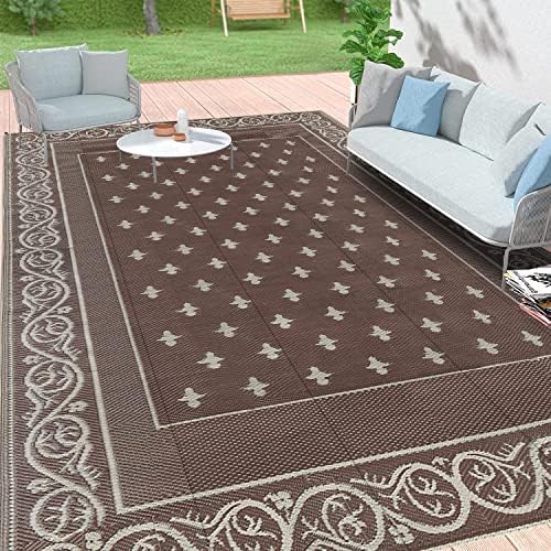 Bsmathom Outdoor Rugs 9'x12' for Patios, Plastic Straw Rug Reversible Mats, Waterproof Large Area Rug Plastic Straw Portable Outdoor Carpet Floor Mats for Rv, Porch, Deck, Camper, Balcony