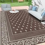 Bsmathom Outdoor Rugs 9'x12' for Patios, Plastic Straw Rug Reversible Mats, Waterproof Large Area Ru