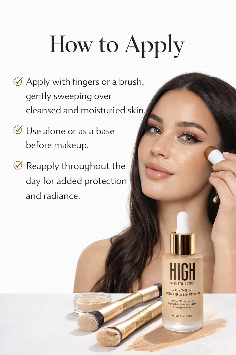 Booster Serum Skin Tint SPF 40, Tinted Moisturizer with Niacinamide and Hyaluronic Acid,High Cosmetic Agency (LIGHT ALBAR WITH NEUTRAL UNDERTONES)