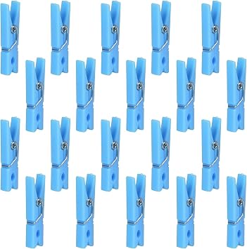 50 Pack Mini Clothes Pins, Tiny Laundry Clips, Plastic Clothespins for Hanging, Baby Shower, DIY Crafts 50, Blue
