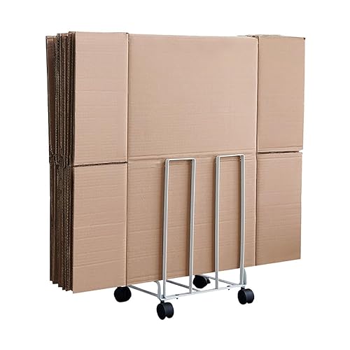 Carton Storage Rack, Portable Cardboard Recycling Organizer Stand with Caster