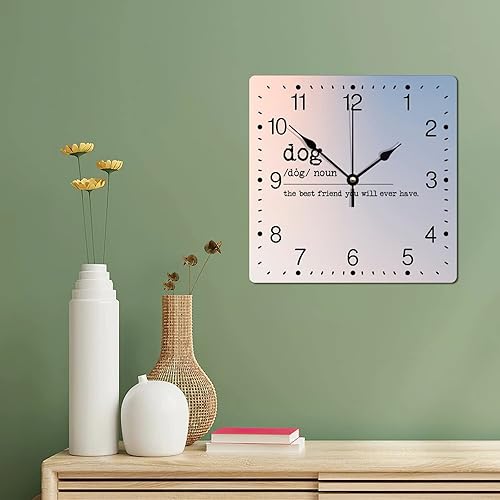 Miniatura 157 de Reloj de pared cuadrado de PVC con definición de contador, refranes motivacionales, reloj de pared grande, descripción de la palabra, 12 pulgadas