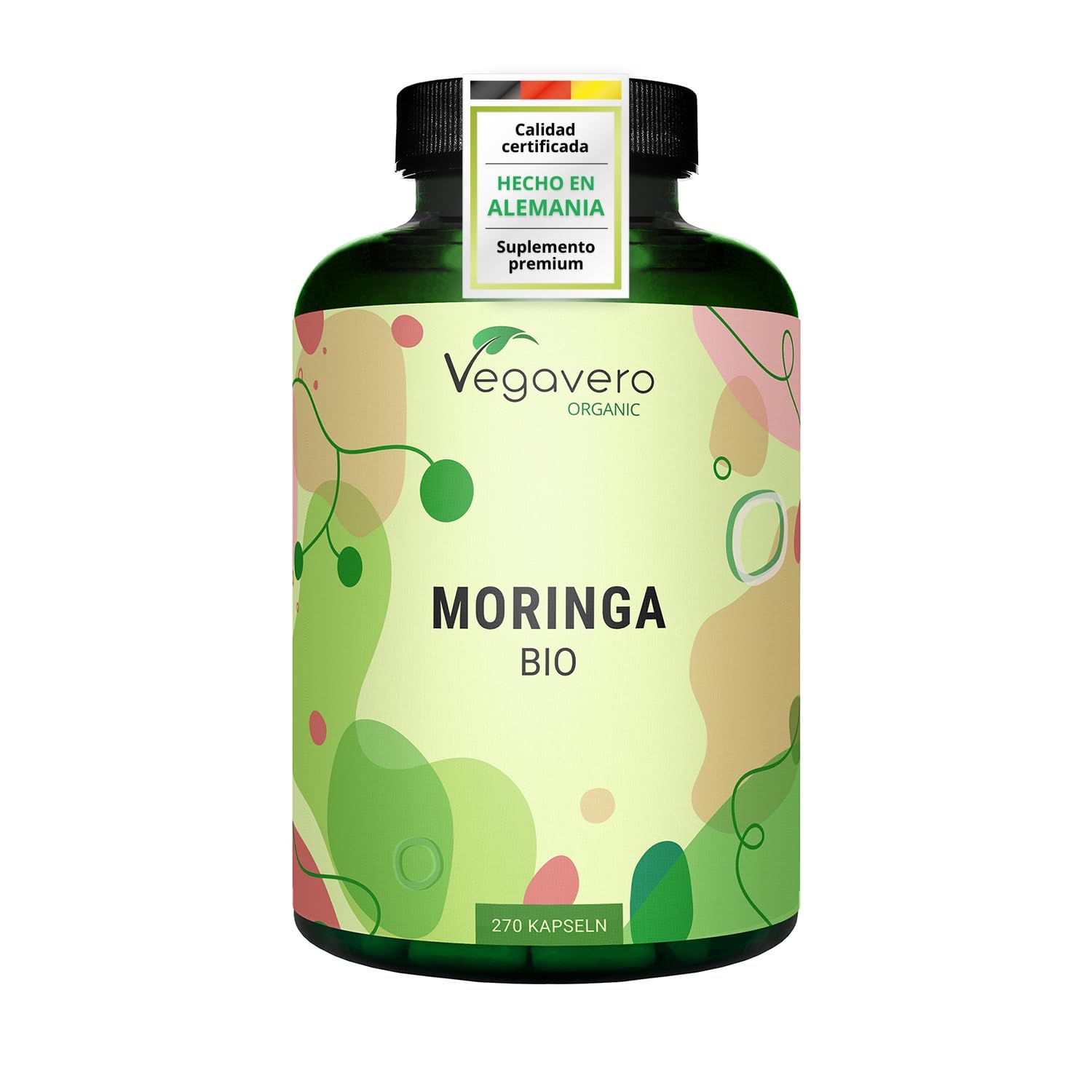 Vegavero Organic Moringa Oleifera Capsules 1800 mg | NO Additives | Pure Powder - Premium Quality | Lab-Tested & Non-GMO | Malunggay Supplement | 270 Capsules | Vegan