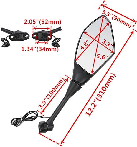 Miniatura 11 de Espejos retrovisores LED para motocicleta con flecha compatibles con Honda CBR600RR 2003-2011 CBR1000RR 2004-2007 Sport Bike Negro brillante+lente