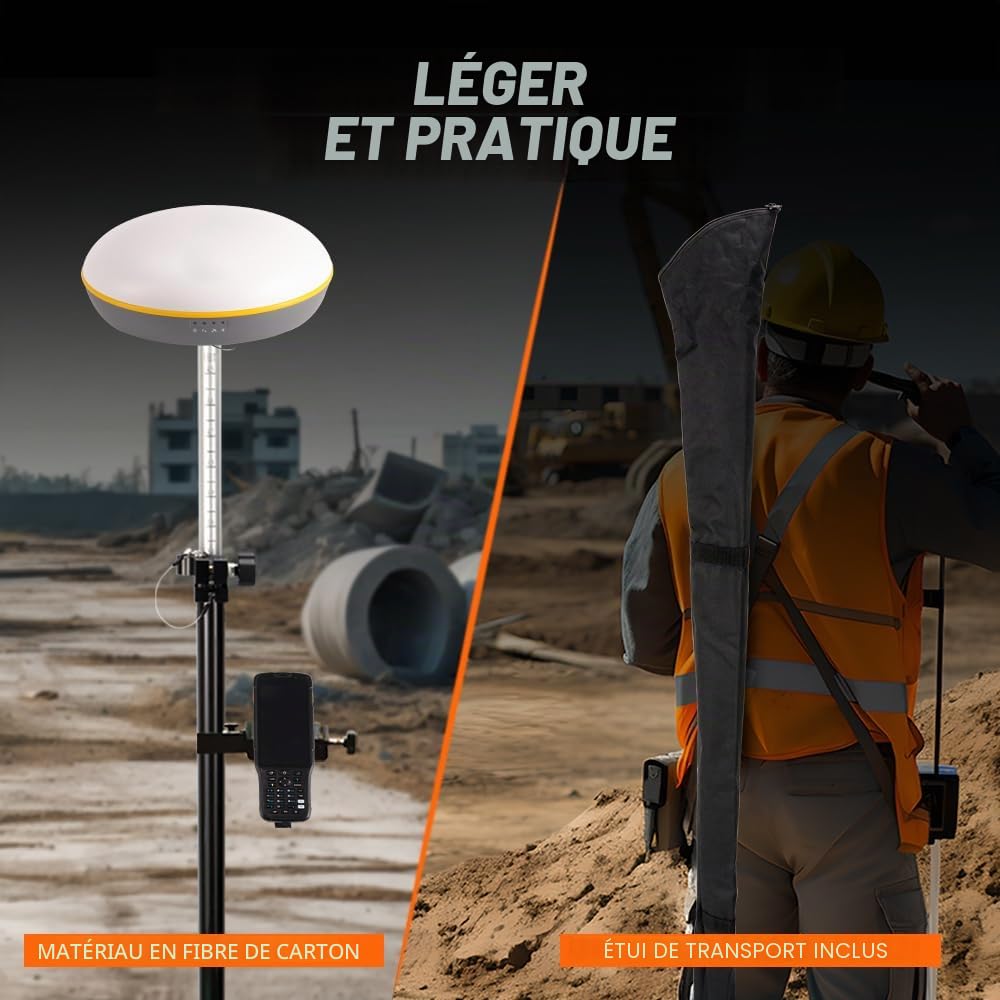 Mât GPS télescopique en fibre de carbone - Étendu jusqu'à 2,5 m/8,2 pi, pour l'arpentage et l'ingénierie GPS/GNSS accessoires et instruments (GLS25A)