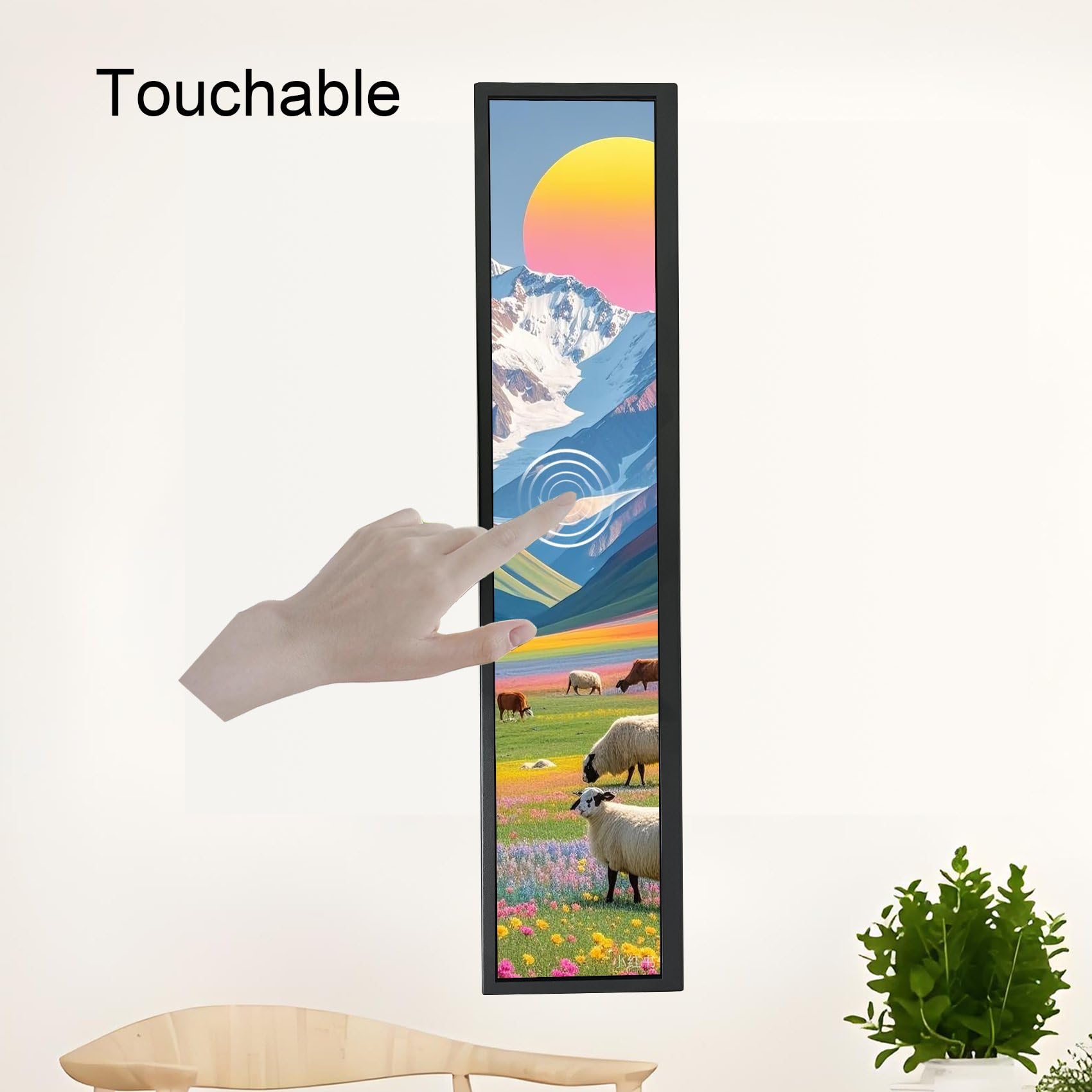 VSDISPLAY 24" 1920x360 rozciągnięty pasek LCD monitor dotykowy | 10 punktów Multi-Touch, obsługa autoodtwarzania, autokopiowania wideo,płyta Android 11