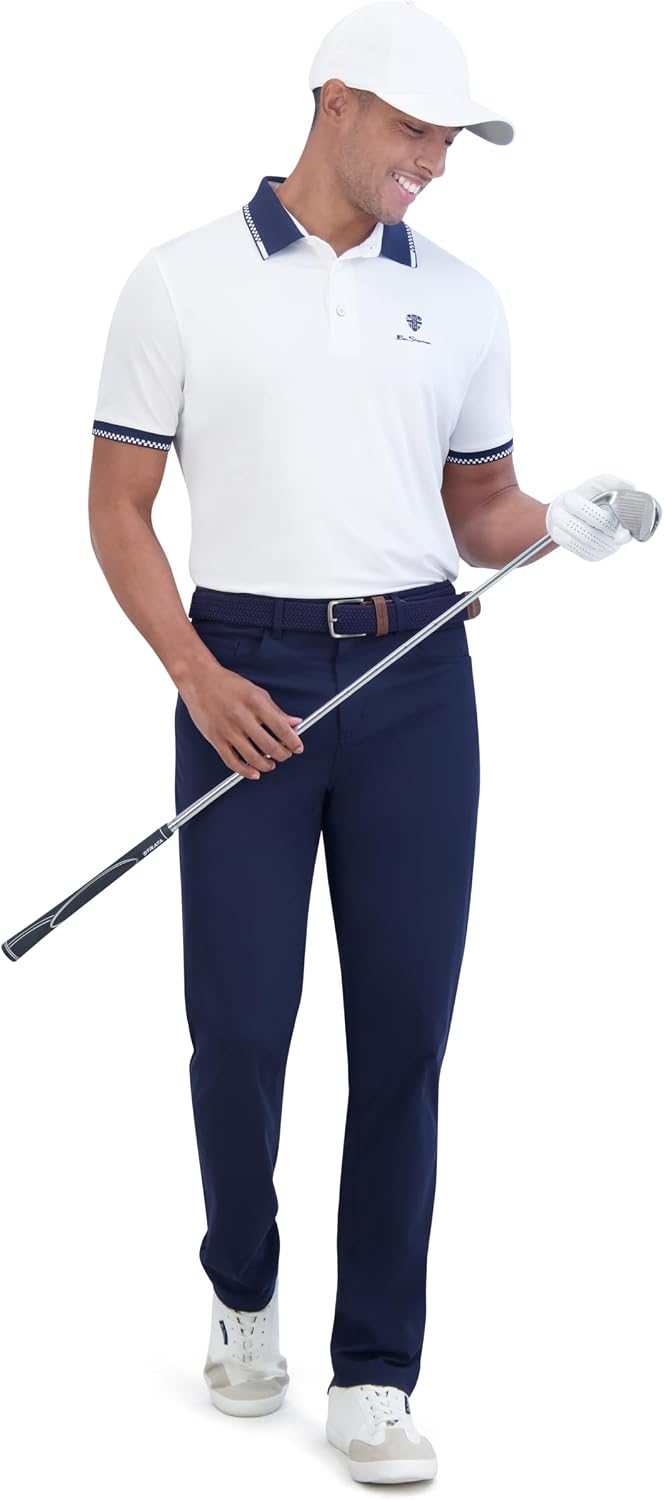 Ben Sherman Men's Golf Shirts– Athletic Fit, UPF+, Moisture-Wicking, Odor Resistant, Casual Polo Shirt