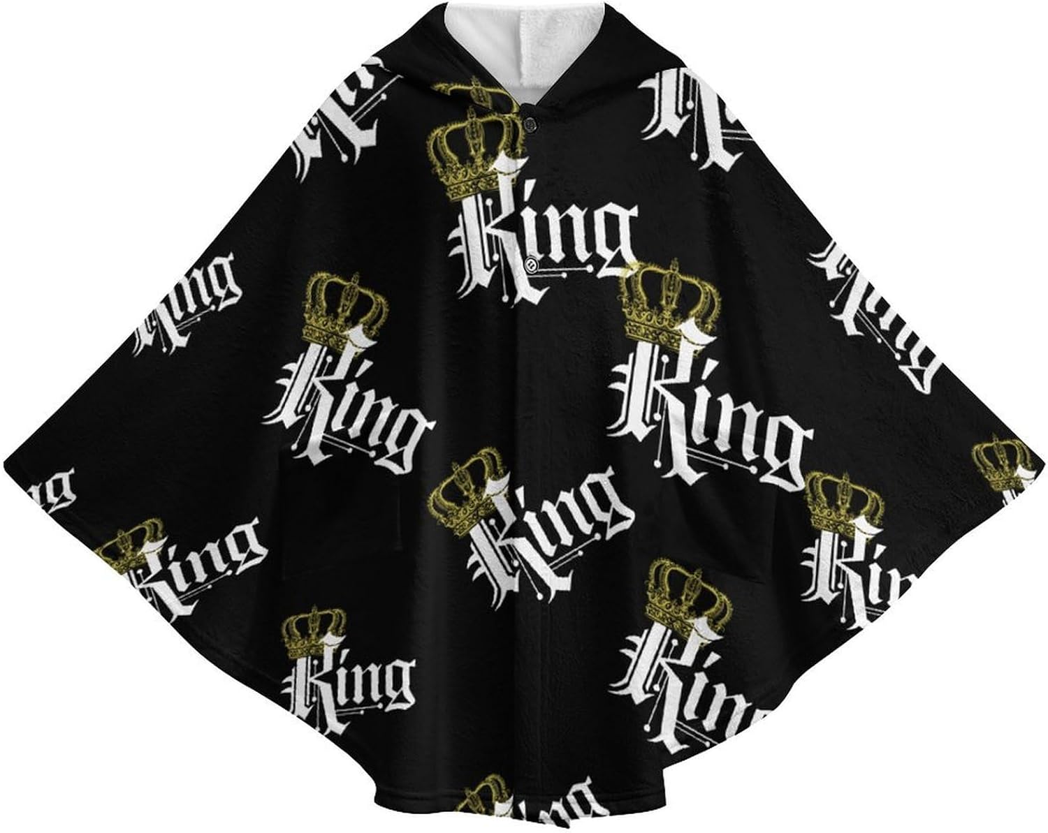 Kings Wearable Blanket with Hooded Flannel Blankets Cape with Pocket