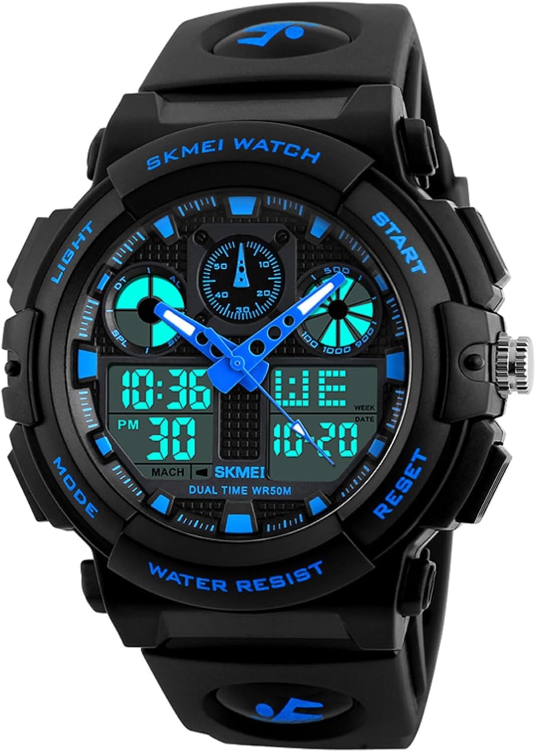 SKMEI Men's Digital Sports Watch, Military Waterproof Watches LED Screen Large Face Stopwatch Alarm Wristwatch