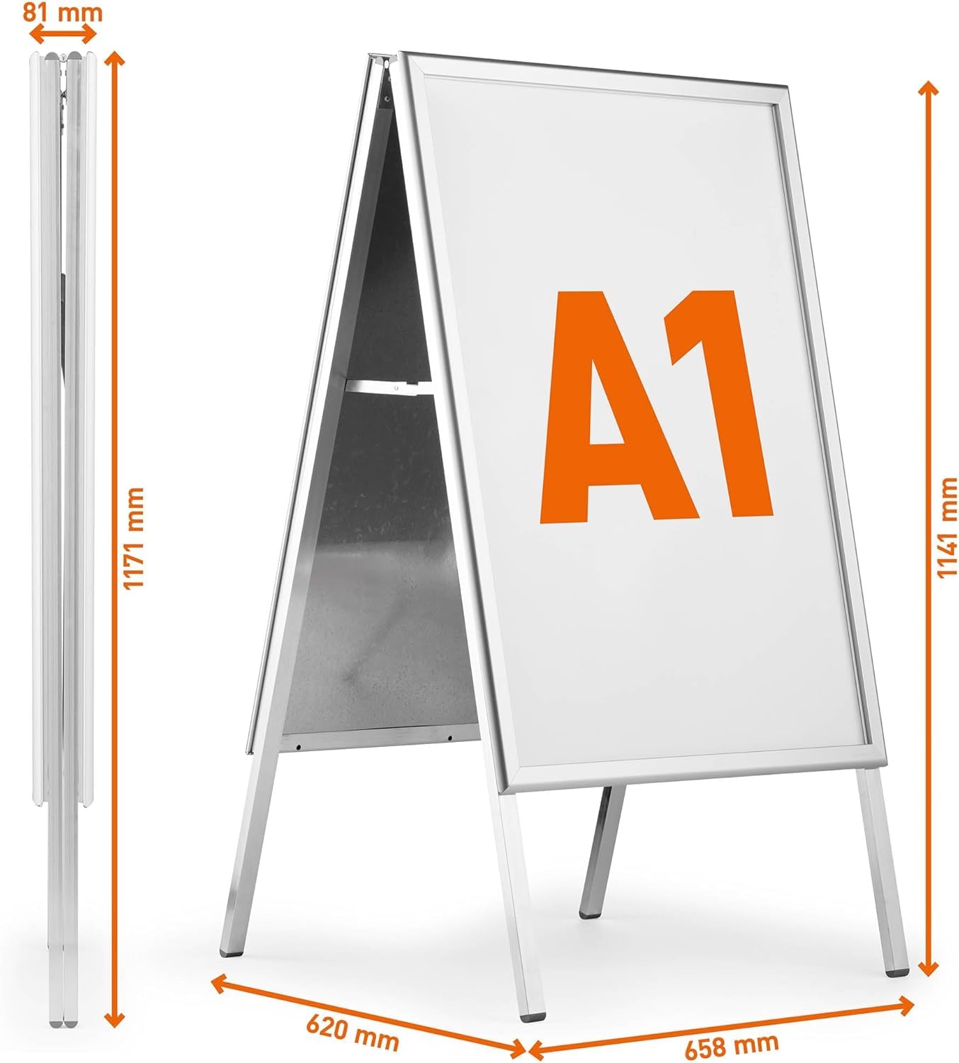 Durable Kundenstopper A1 FOLD OUTDOOR, Plakatständer, silber, 506623