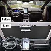 Vista 9 de Parasol para parabrisas para Ford Explorer 2020 2021 2022 2023 plegable para ventana delantera, bloquea los rayos UV, la cubierta protectora