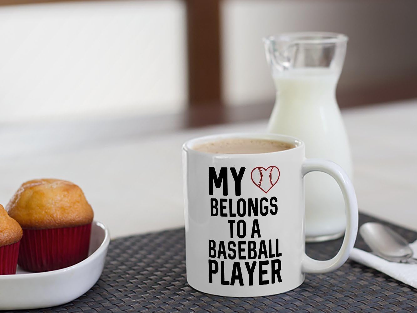 My Heart Belongs To A Baseball Player - Mad Over Mugs - Inspirational Unique Popular Office Tea Coffee Mug Gift 11OZ image 4