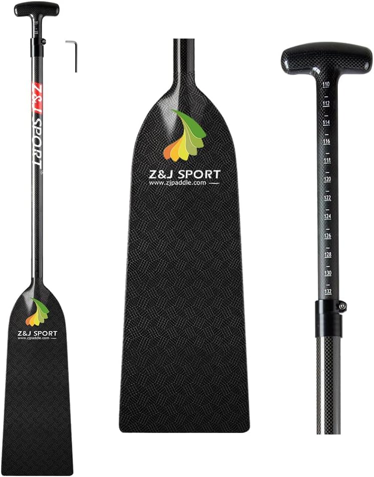 Z&J SPORT Adjustable Dragon Boat Paddle, IDBF Approved Boat Oars, Carbon Fiber Paddle Adjustable T Handle with Adjuster for Dragon Boat Paddler (Range: 43”-52” /110cm-132cm)