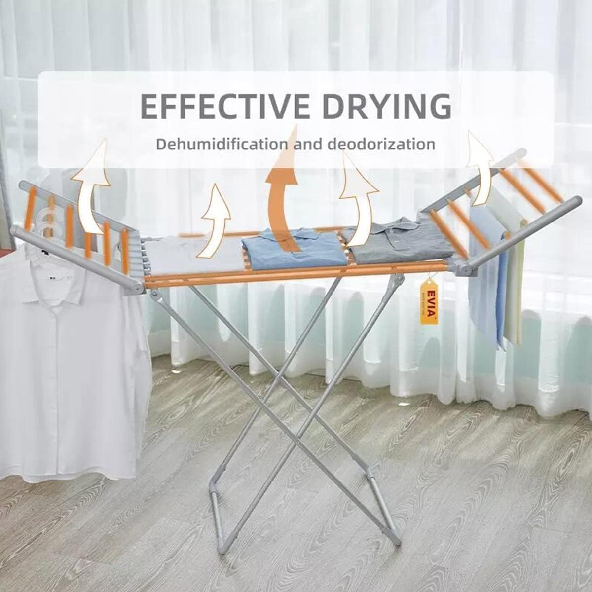 18 Bars Generic 50Hz/220W Wing Dryer Electric Heated Clothes Airer Foldable Stable Indoor Drying