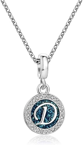 Miniatura 2 de Abalorios colgantes de letras azules de la A a la Z con letra inicial del alfabeto y nombre mayúscula, compatible con pulseras y collares Pandora