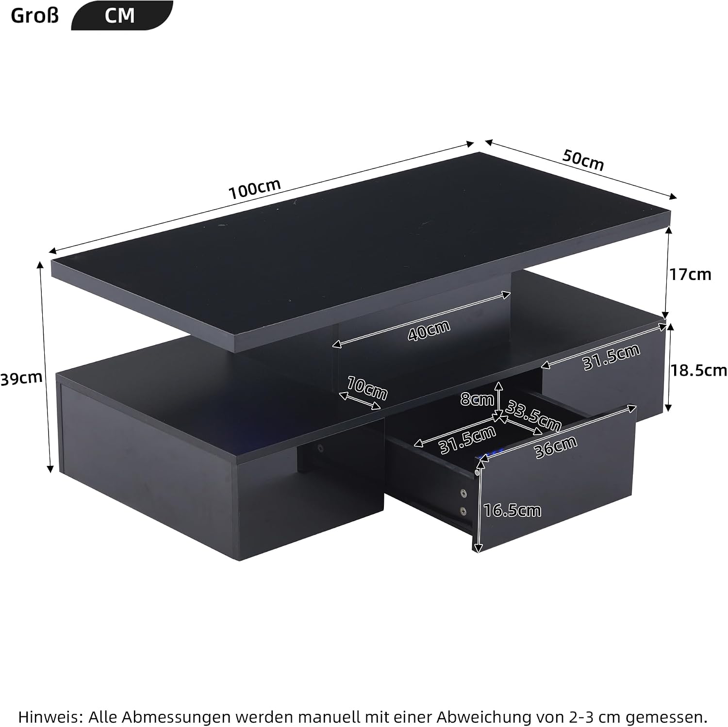 Merax table basse LED allumée